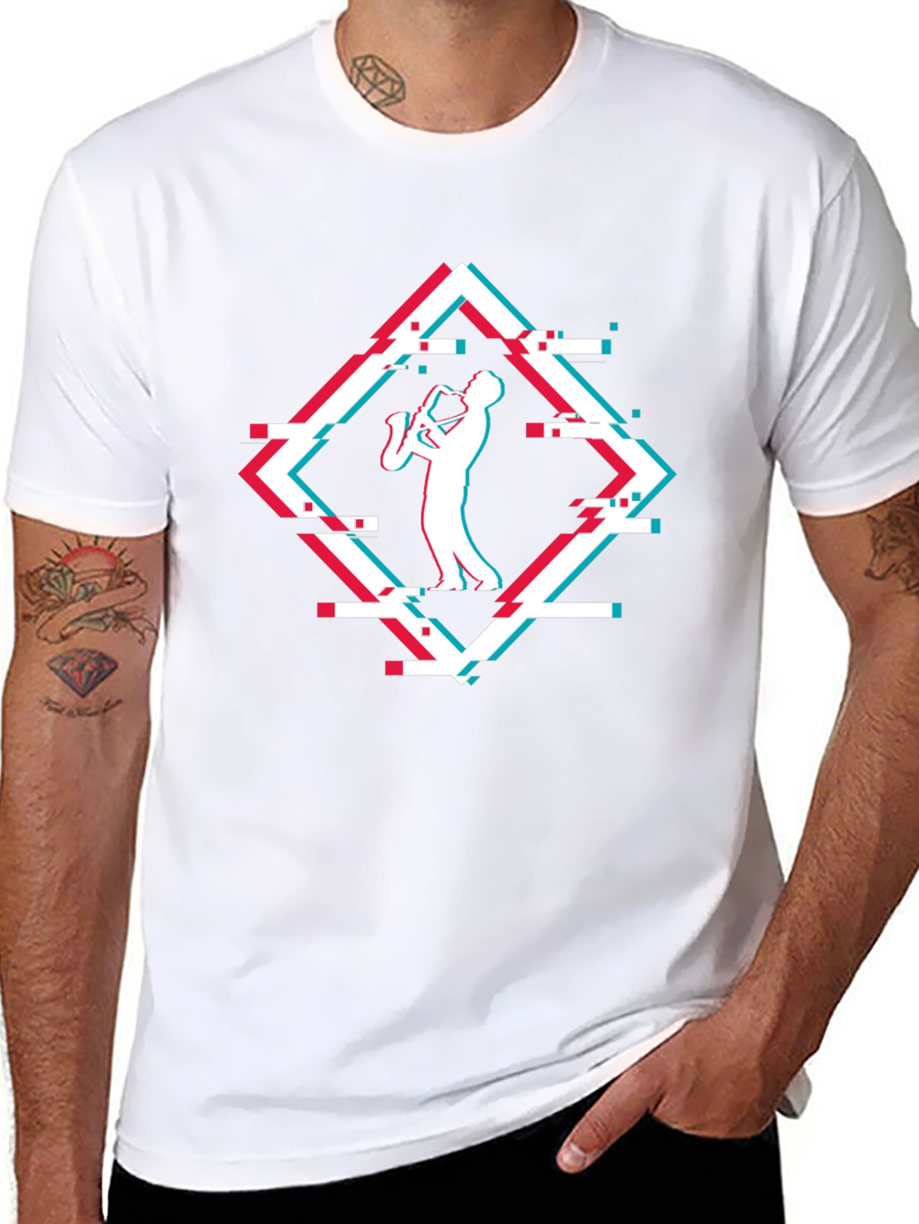 Saxophone Glitch T-Shirt - Music Lover Tee