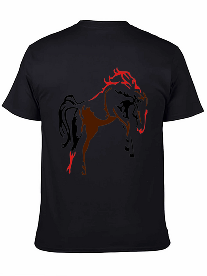 Black T-Shirt with Horse Graphic Design