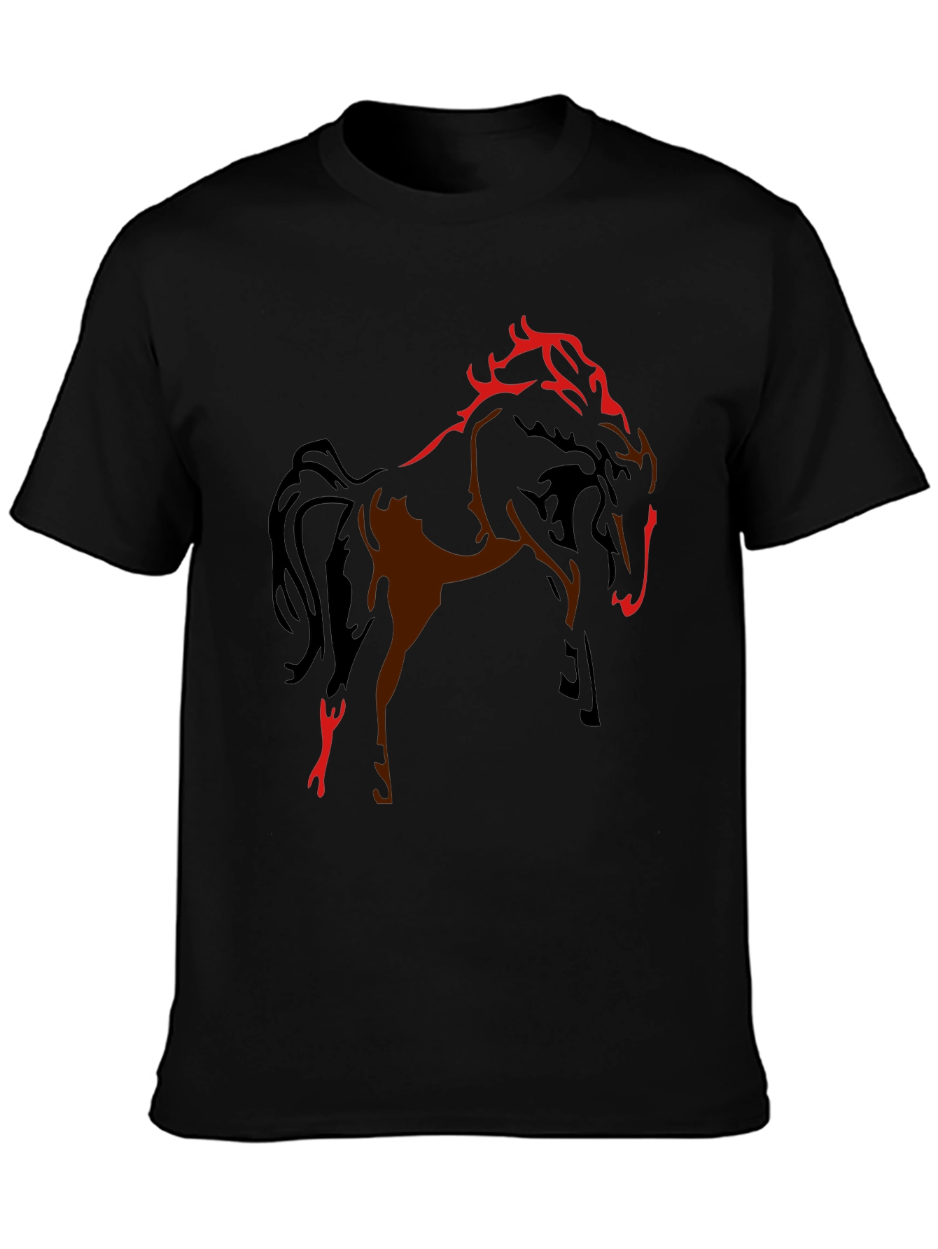 Black T-Shirt with Horse Graphic Design