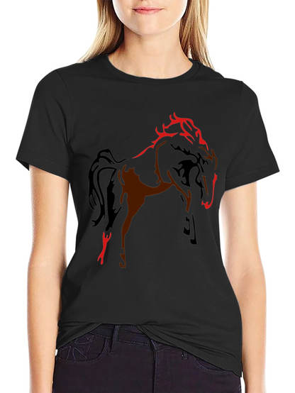 Black T-Shirt with Horse Graphic Design