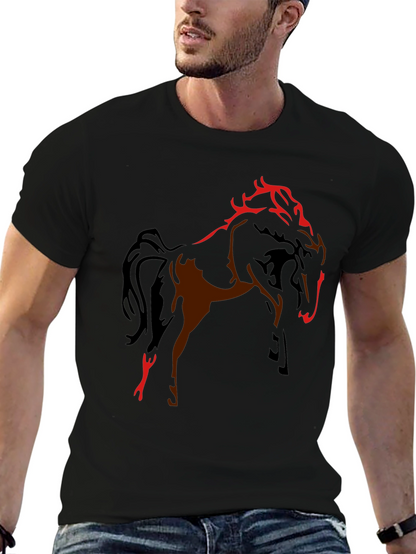 Black T-Shirt with Horse Graphic Design
