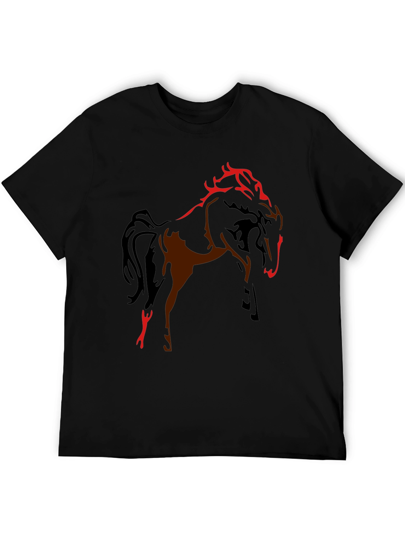 Black T-Shirt with Horse Graphic Design