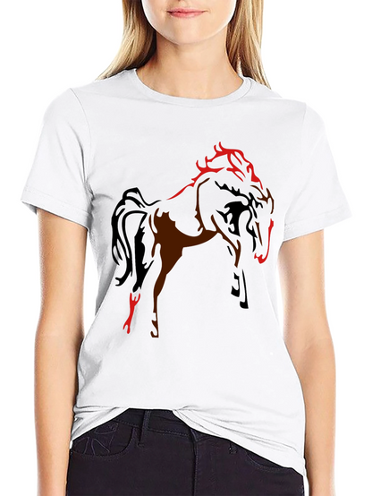 Black T-Shirt with Horse Graphic Design