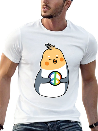 Cockatiel Peace Sign Graphic Tee - Black Cotton Blend