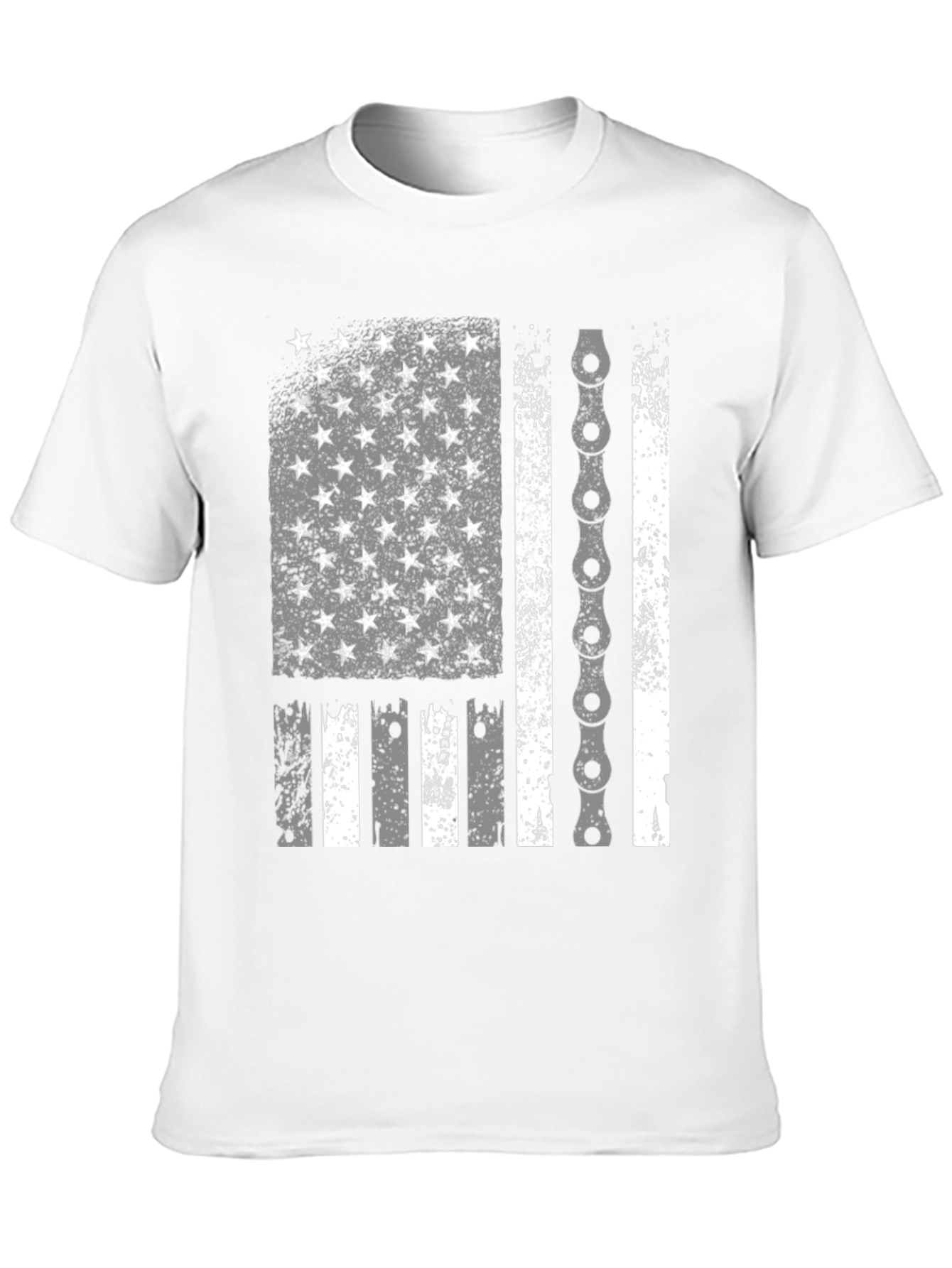 American Flag Bike Chain Graphic T-Shirt