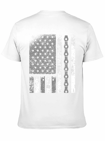 American Flag Bike Chain Graphic T-Shirt