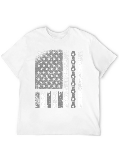 American Flag Bike Chain Graphic T-Shirt