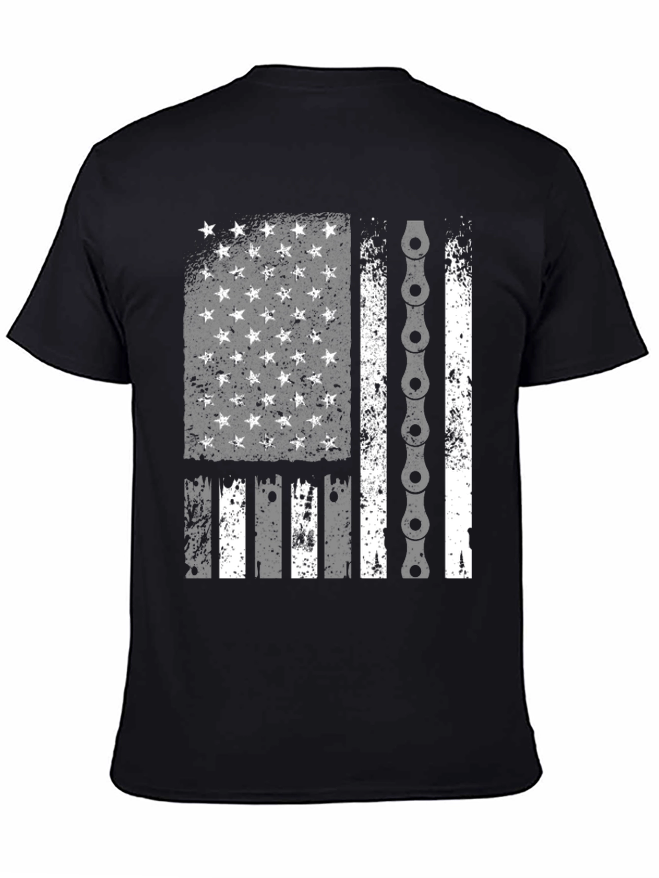 American Flag Bike Chain Graphic T-Shirt