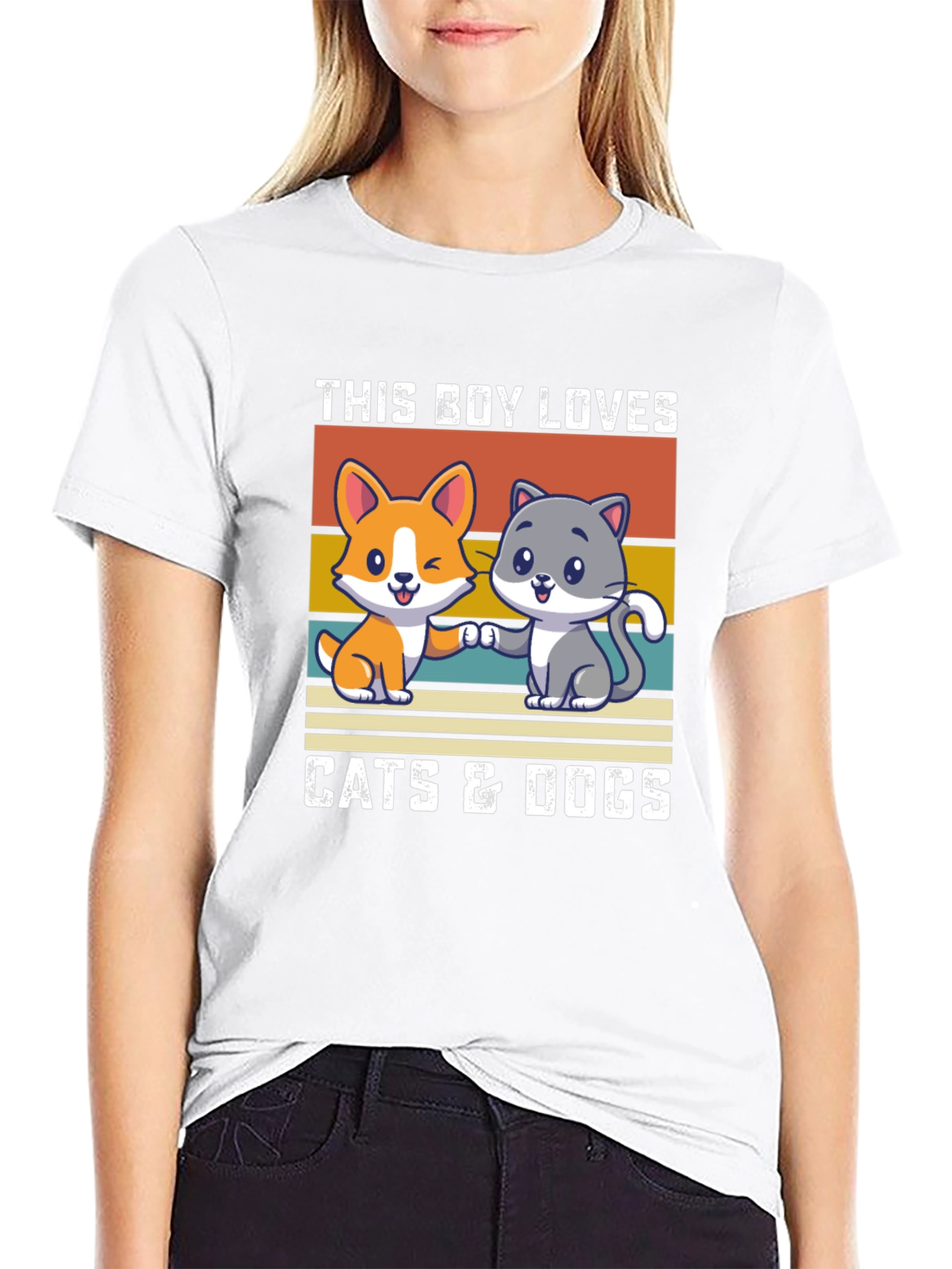 Boy Loves Cats & Dogs T-Shirt