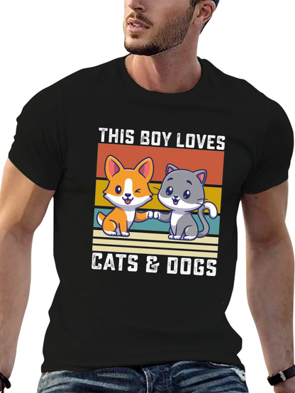 Boy Loves Cats & Dogs T-Shirt