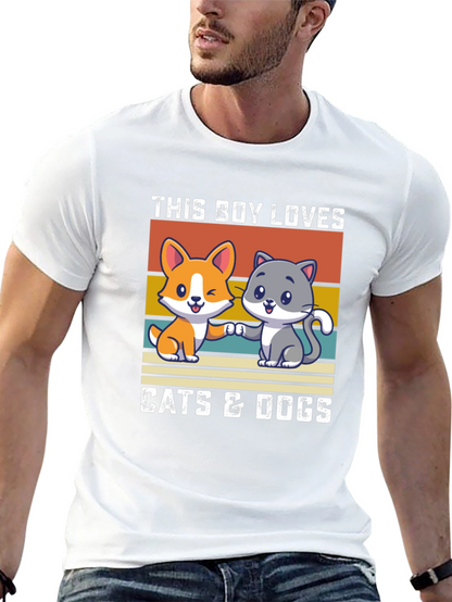 Boy Loves Cats & Dogs T-Shirt