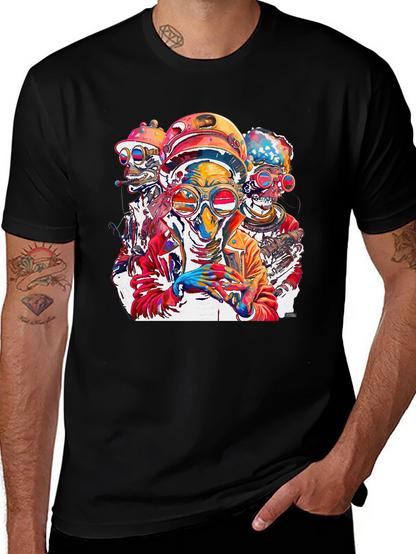 Steampunk Alien Crew Graphic Tee - Bold & Unique
