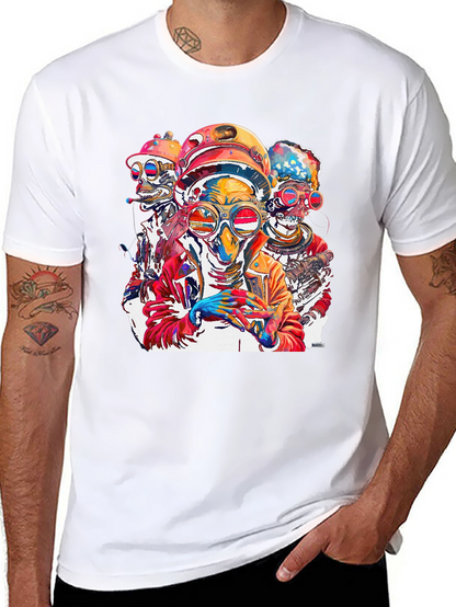 Steampunk Alien Crew Graphic Tee - Bold & Unique