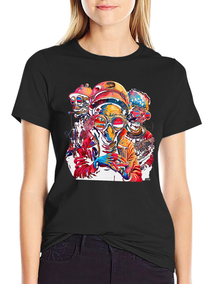 Steampunk Alien Crew Graphic Tee - Bold & Unique