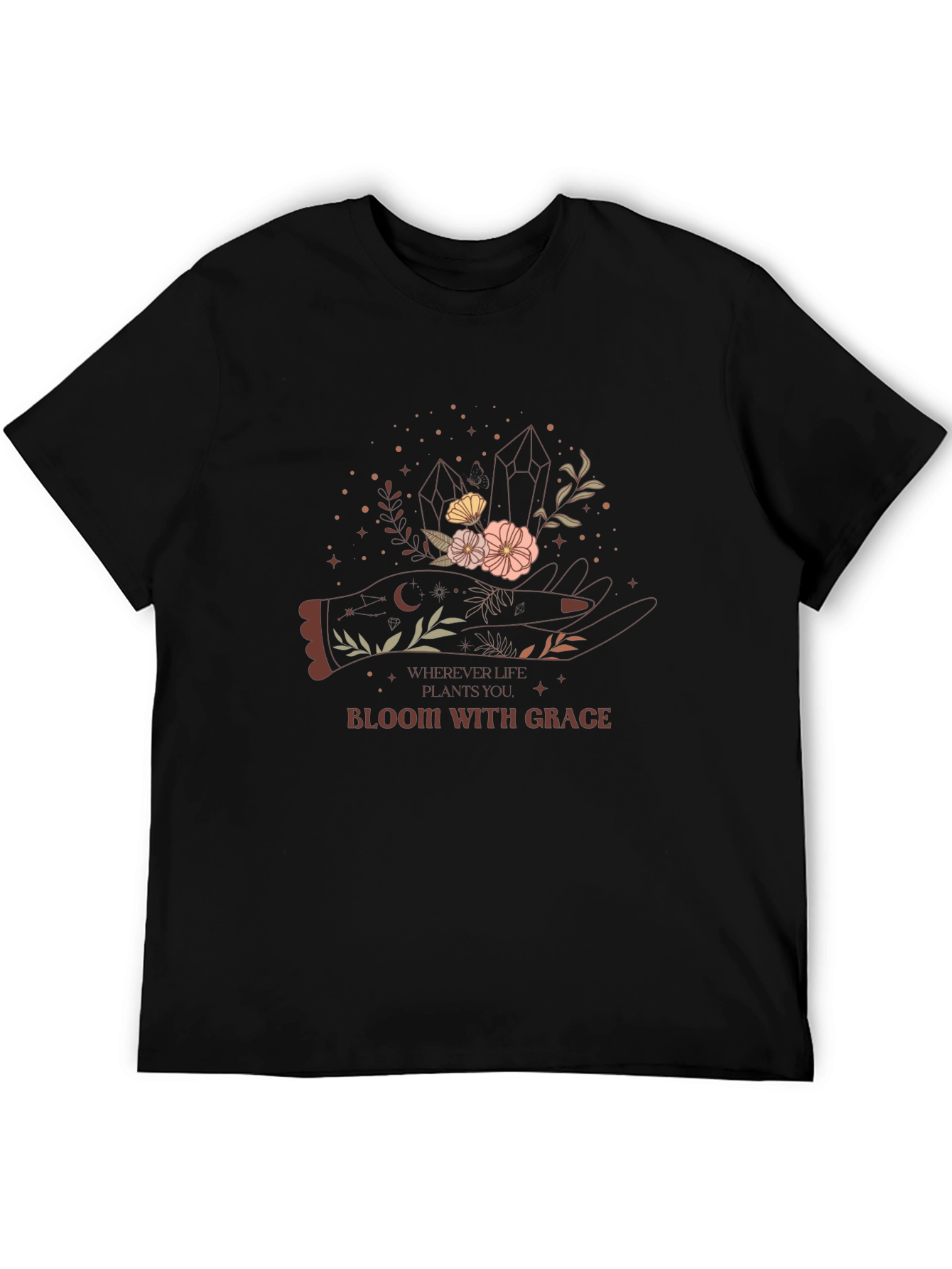 Bloom with Grace Graphic Tee - Black