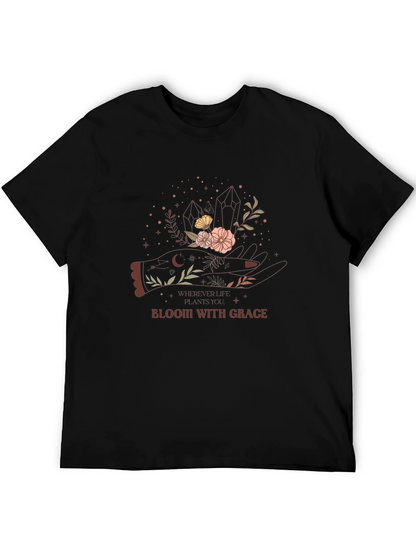 Bloom with Grace Graphic Tee - Black