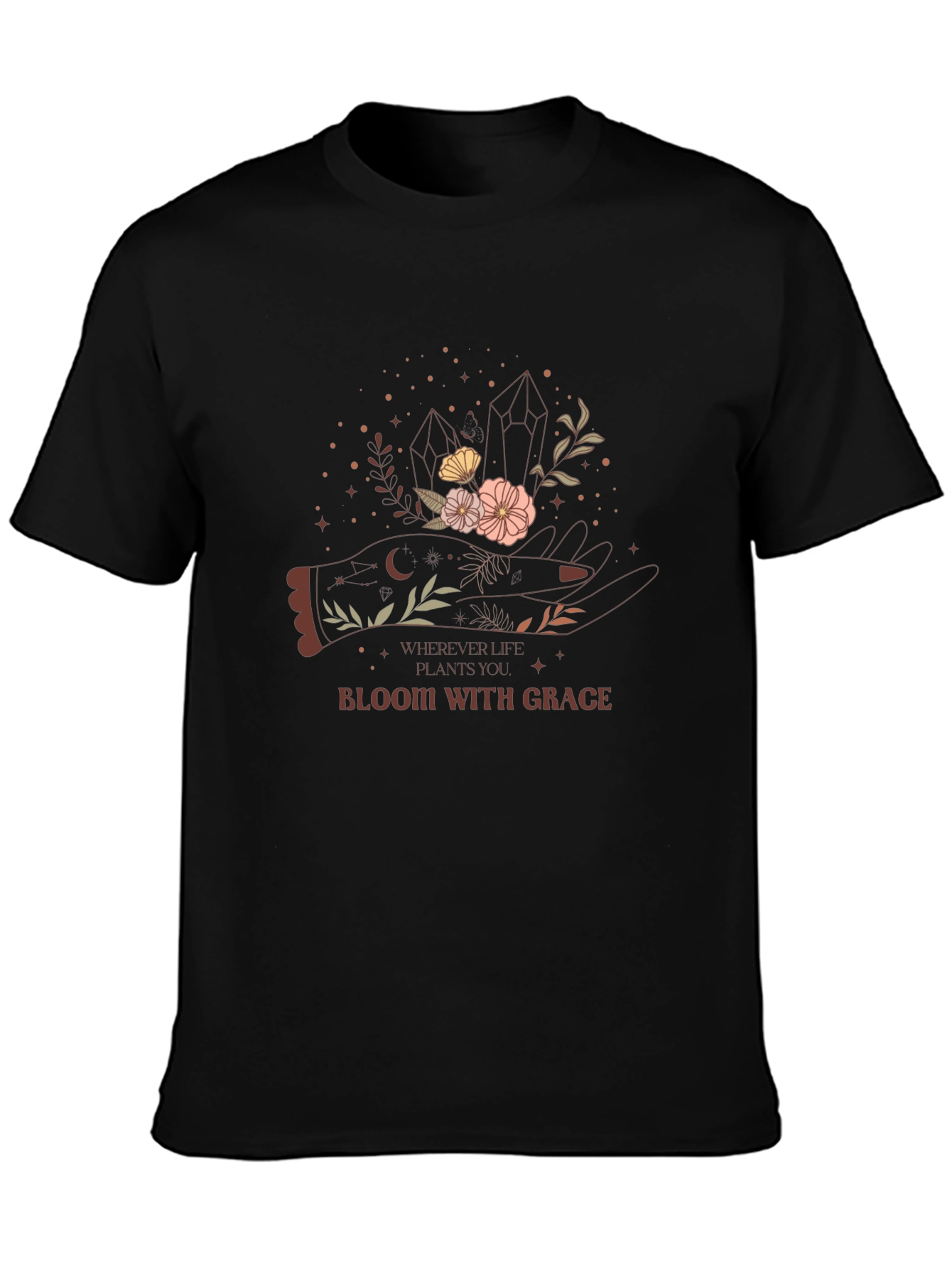 Bloom with Grace Graphic Tee - Black