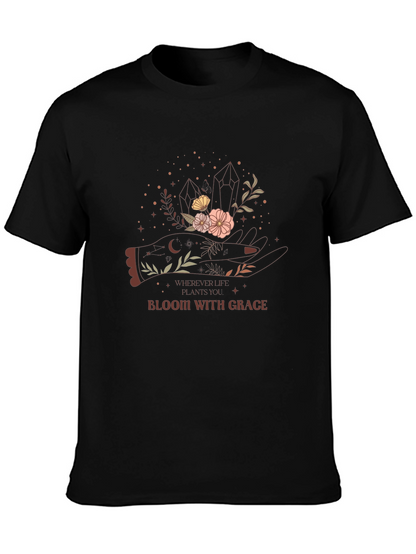 Bloom with Grace Graphic Tee - Black