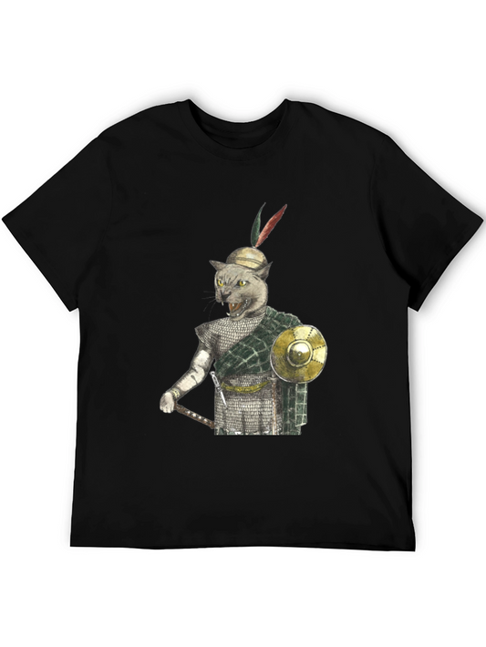 Cat Warrior T-Shirt - Medieval Style