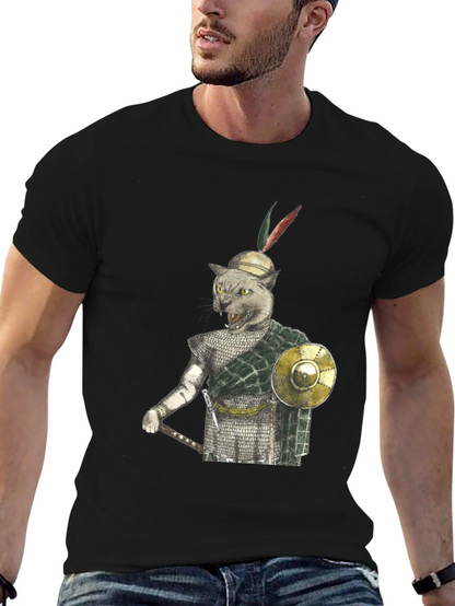Cat Warrior T-Shirt - Medieval Style
