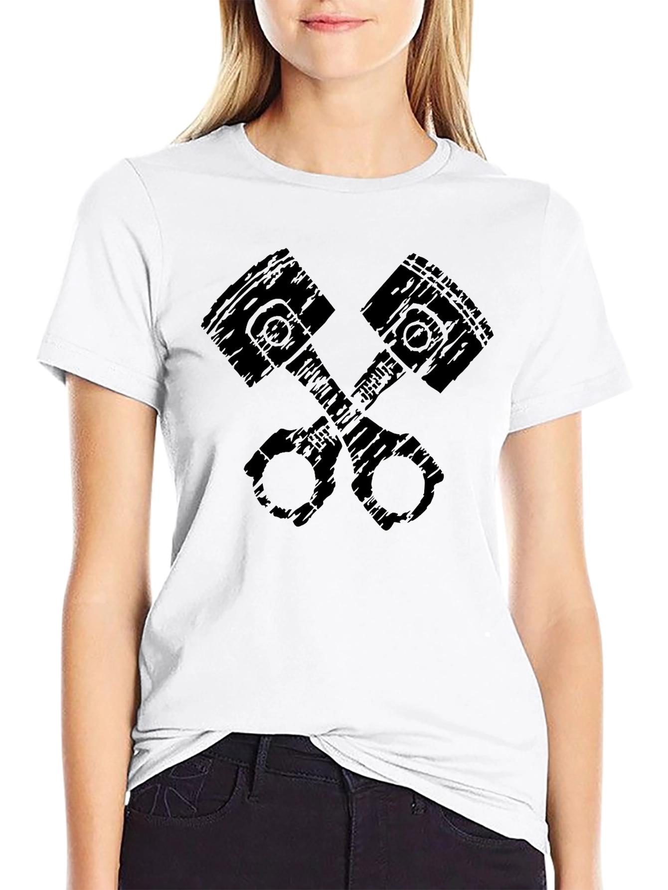 Mens Black Crossed Pistons Graphic T-Shirt