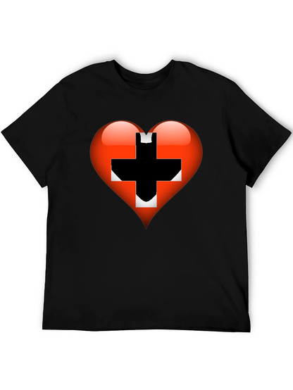 Heart Switzerland Flag Graphic Tee - Black