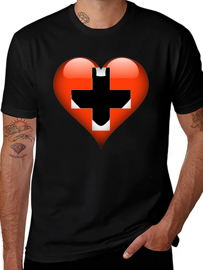 Heart Switzerland Flag Graphic Tee - Black