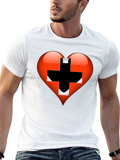 Heart Switzerland Flag Graphic Tee - Black