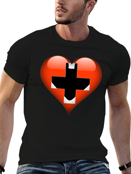 Heart Switzerland Flag Graphic Tee - Black