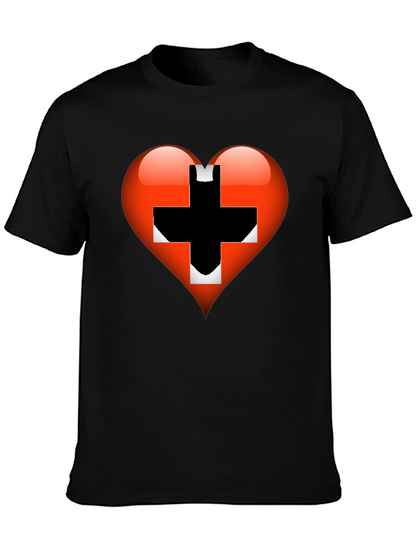 Heart Switzerland Flag Graphic Tee - Black