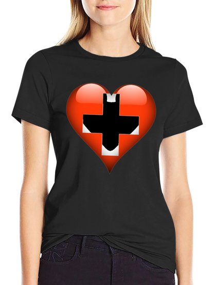 Heart Switzerland Flag Graphic Tee - Black