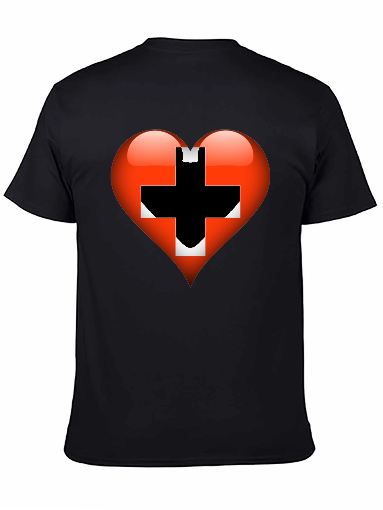 Heart Switzerland Flag Graphic Tee - Black