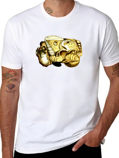 Abstract Golden Sea Shell Art Black T-Shirt
