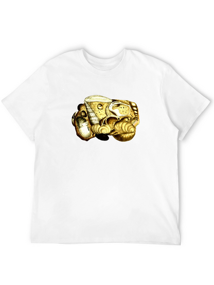 Abstract Golden Sea Shell Art Black T-Shirt