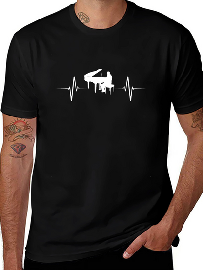 Piano Heartbeat Graphic Tee - Musicians Gift