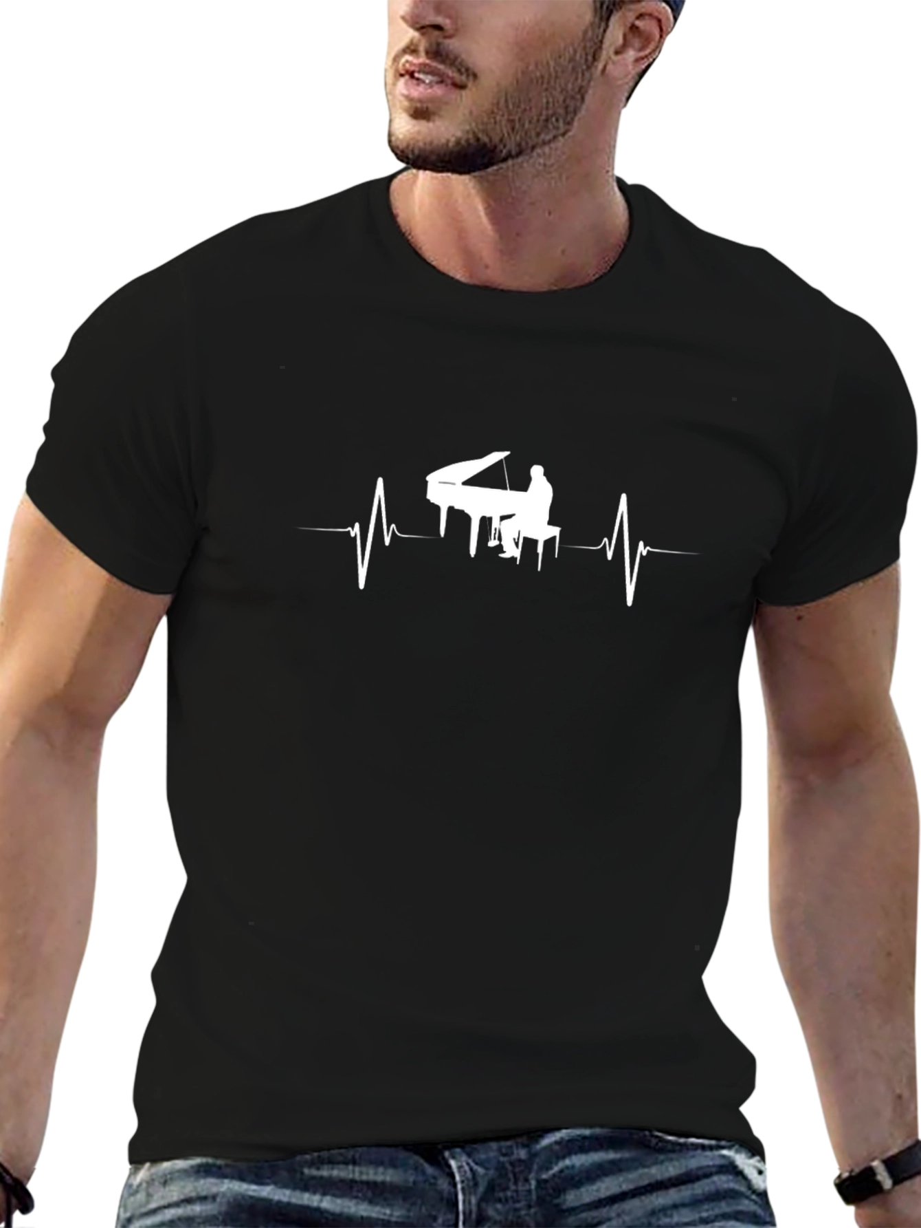 Piano Heartbeat Graphic Tee - Musicians Gift