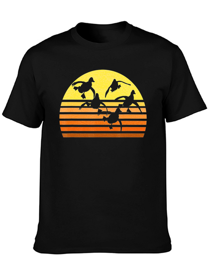 Sunset Ducks Graphic Tee - Black Cotton T-Shirt