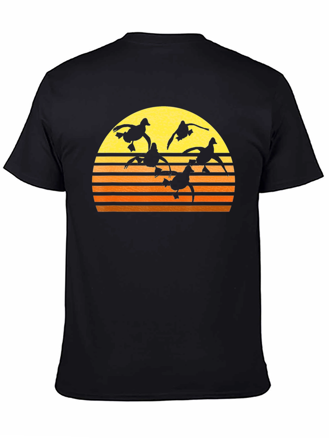 Sunset Ducks Graphic Tee - Black Cotton T-Shirt