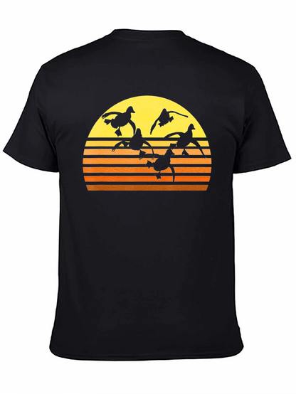 Sunset Ducks Graphic Tee - Black Cotton T-Shirt
