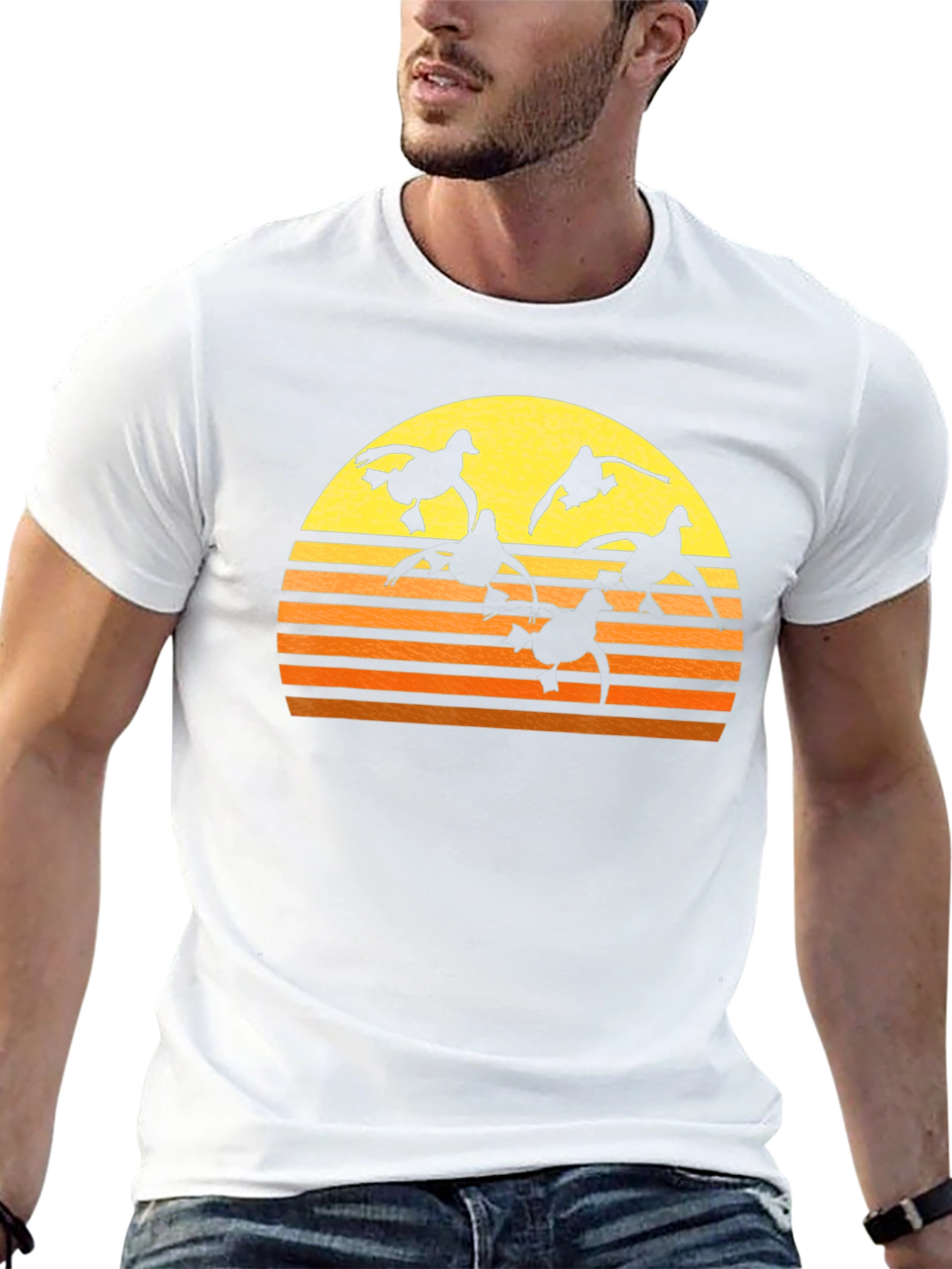 Sunset Ducks Graphic Tee - Black Cotton T-Shirt