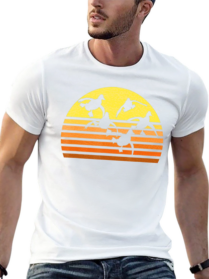 Sunset Ducks Graphic Tee - Black Cotton T-Shirt