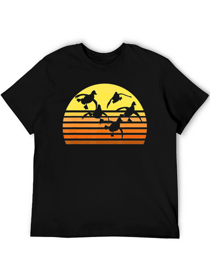 Sunset Ducks Graphic Tee - Black Cotton T-Shirt