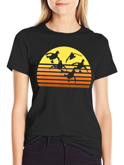 Sunset Ducks Graphic Tee - Black Cotton T-Shirt