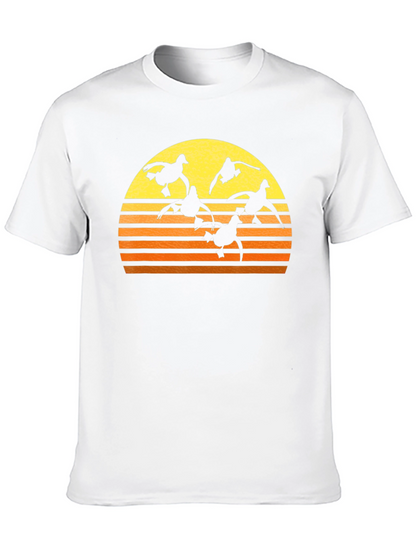 Sunset Ducks Graphic Tee - Black Cotton T-Shirt