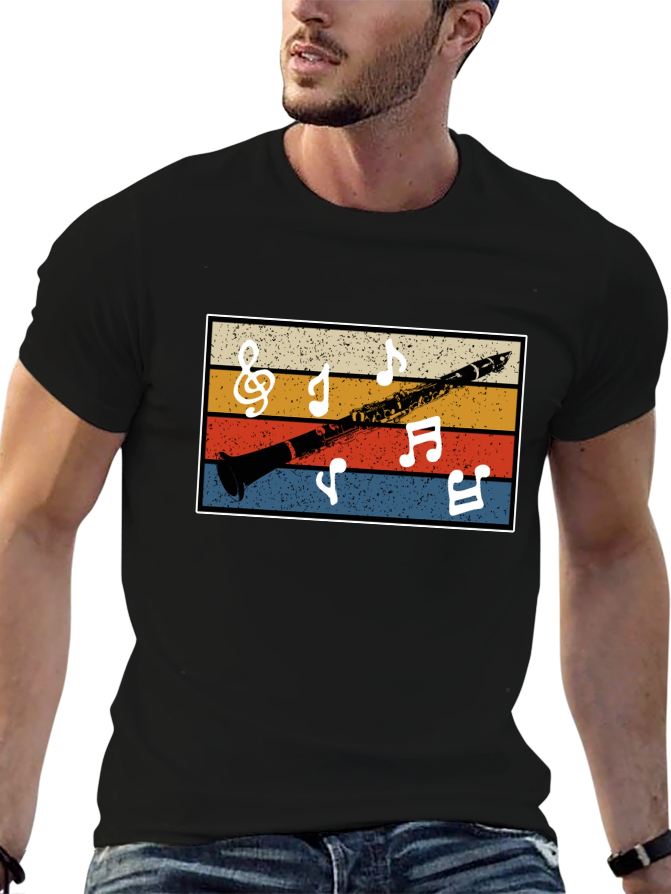 Retro Clarinet Music Notes Tee