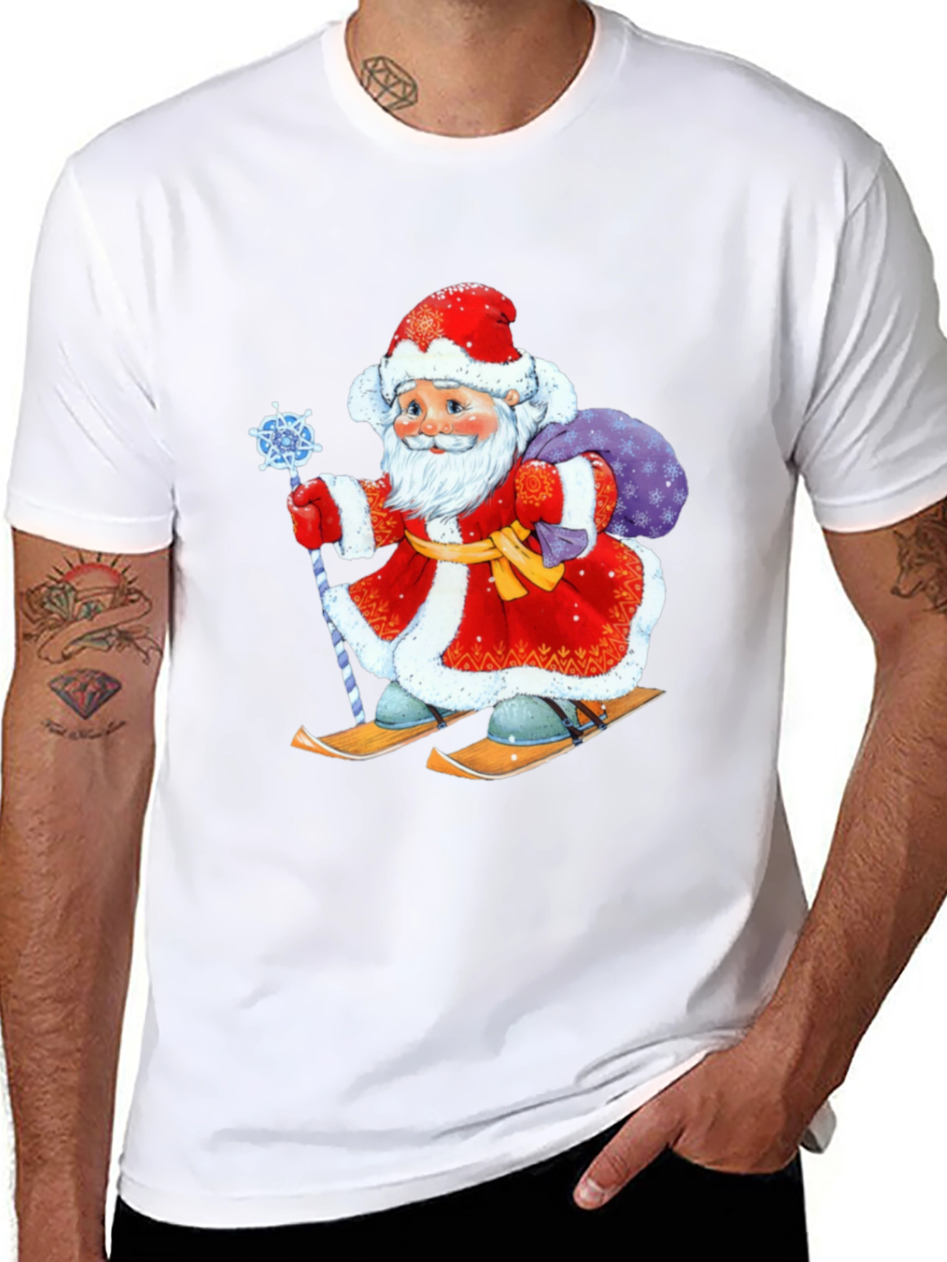 Festive Santa Skiing T-Shirt
