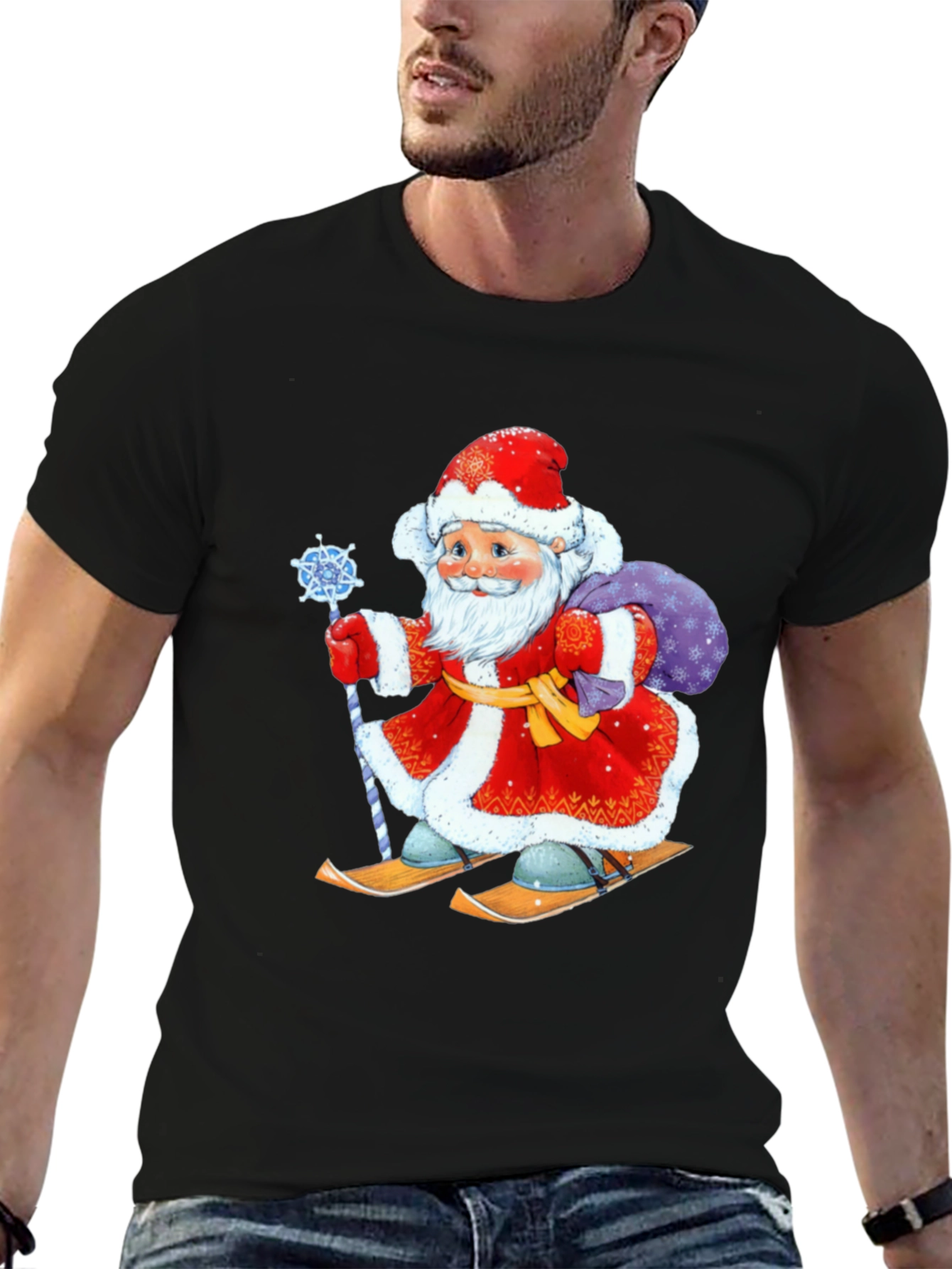 Festive Santa Skiing T-Shirt