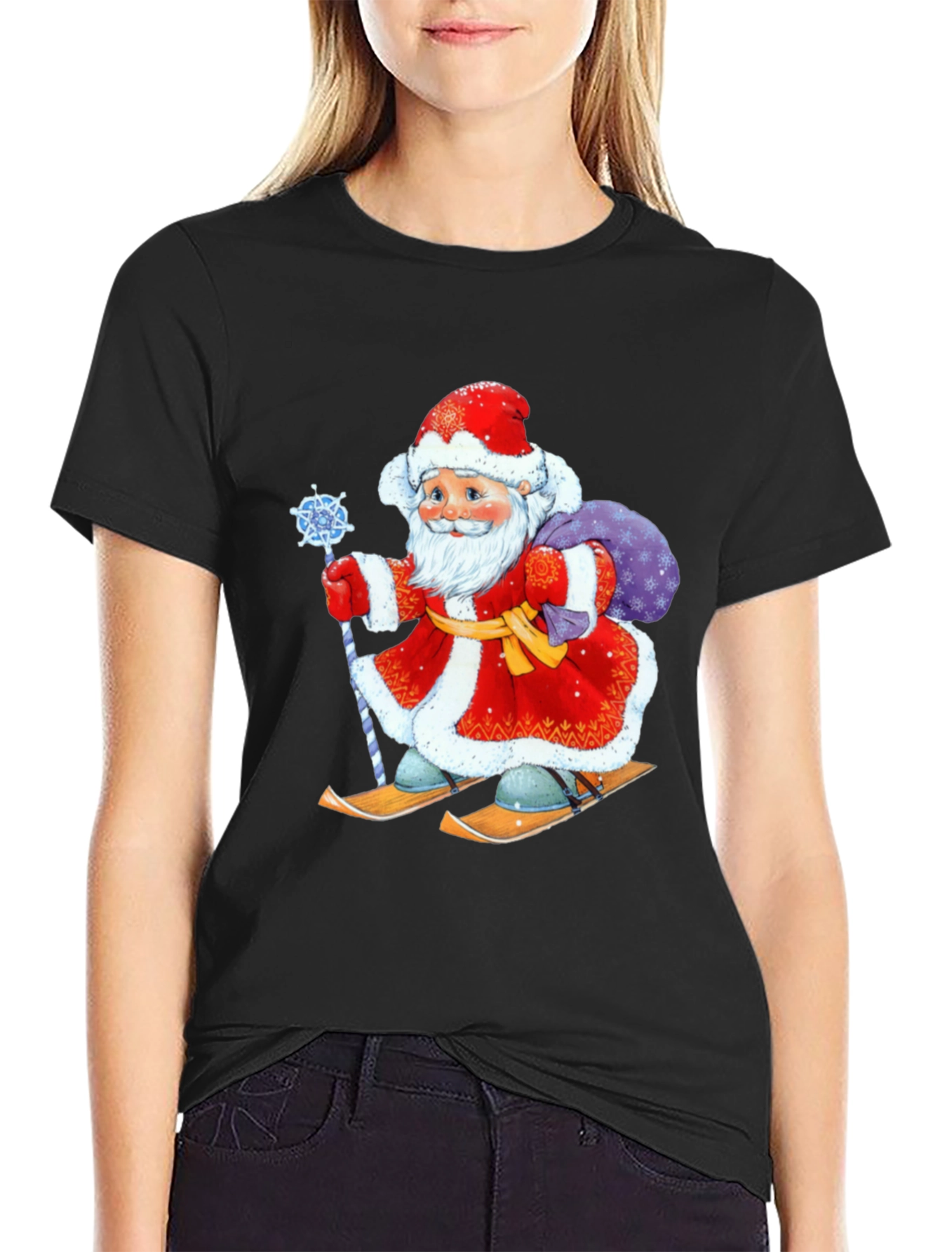 Festive Santa Skiing T-Shirt