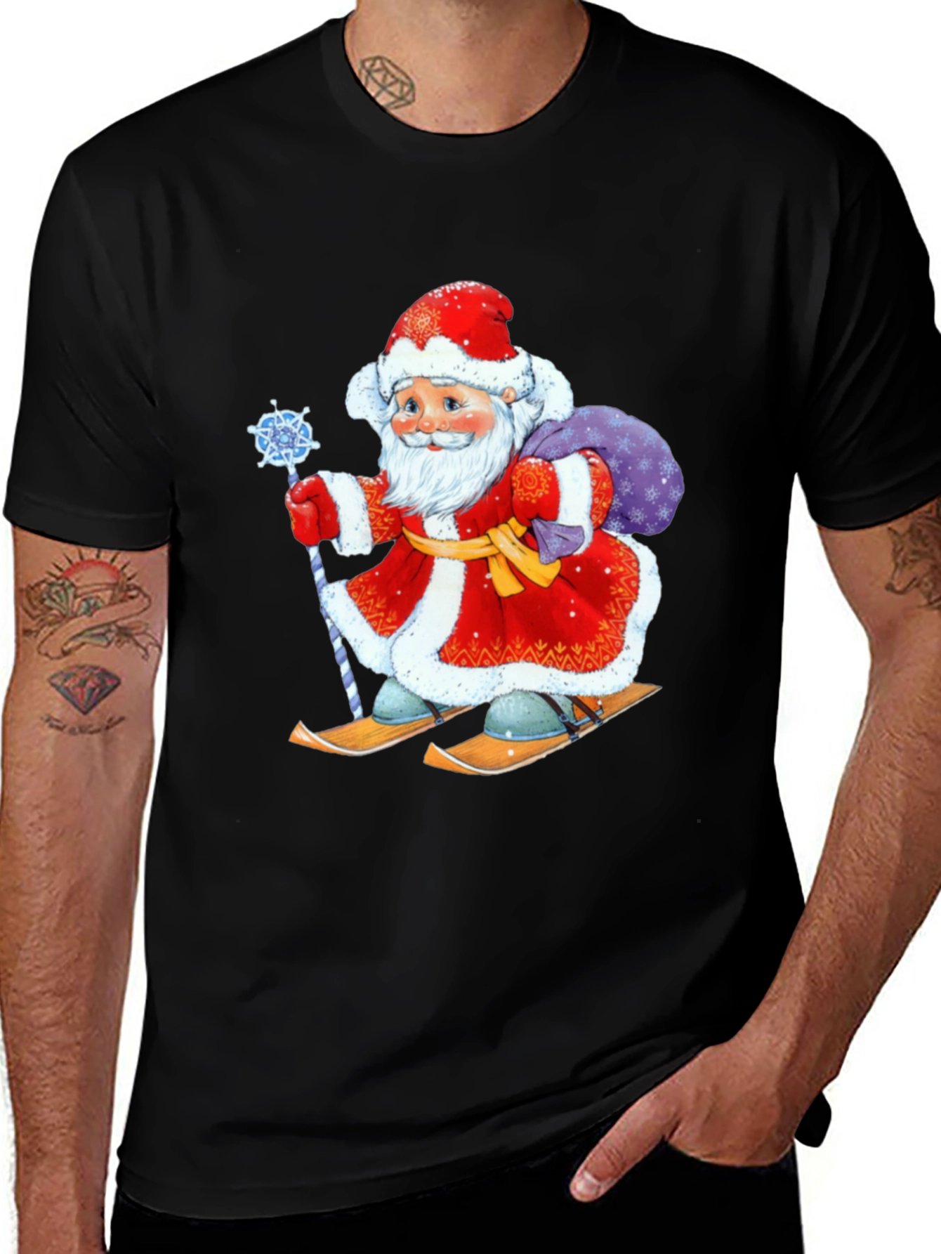 Festive Santa Skiing T-Shirt