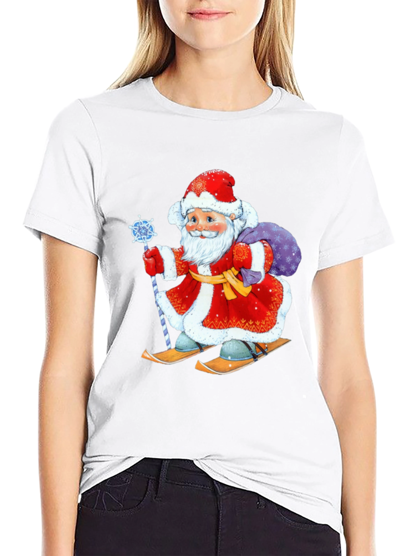 Festive Santa Skiing T-Shirt